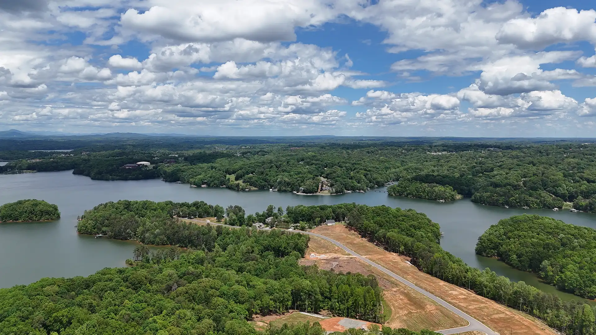 An aeriel image of Lake Lanier on a clear day